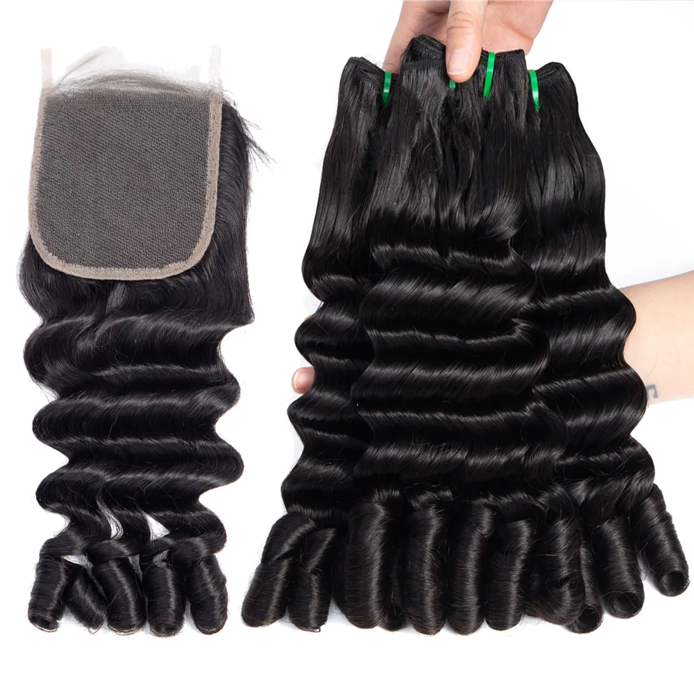 

Moxika Ocean Wave Hair Bundles With Closure Double Drawn Remy Fumi Malaysian Hair Weave Bundles With Closure Human Hair Bundles