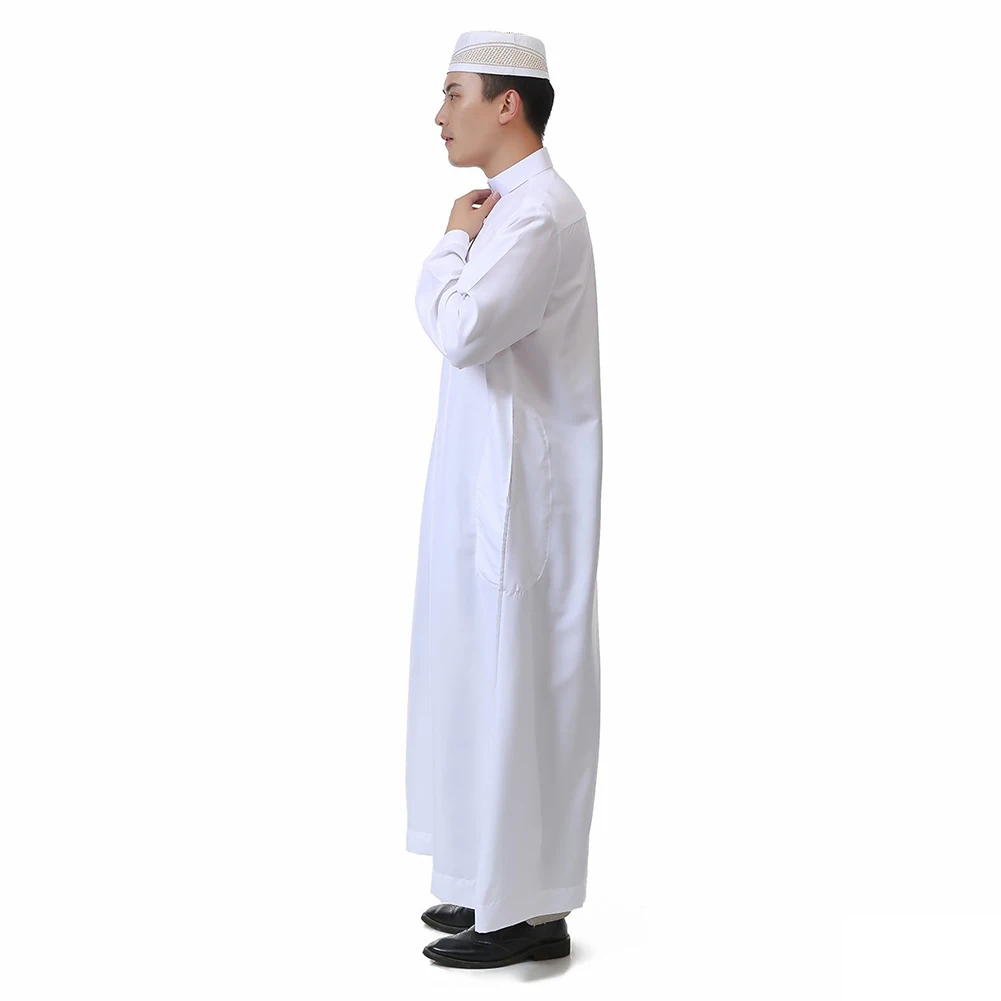 DSstyles 1 шт. хлопок Soild цвет этнический стиль свободные мужские халаты простой сплошной цвет мусульманский халат мусульманская мужская