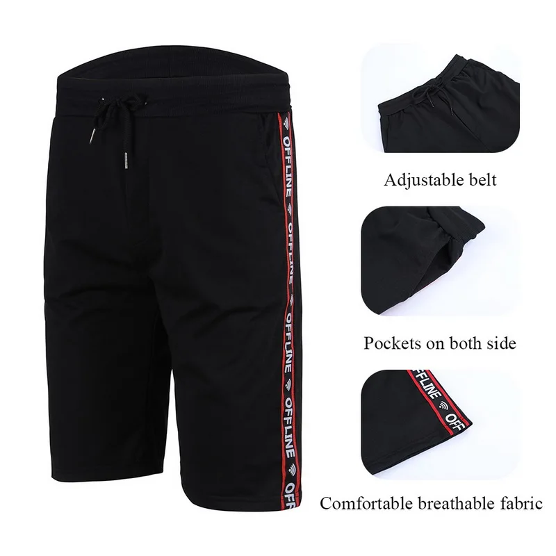 SHUJIN Men Casual Shorts High Quality Knee Length Elastic Waist Shorts Summer Joggers Sportwear Male Gymwear Shorts With Pockets SHUJIN Men Casual Shorts High Quality Knee Length Elastic Waist Shorts Summer Joggers Sportwear Male Gymwear Shorts With Pockets