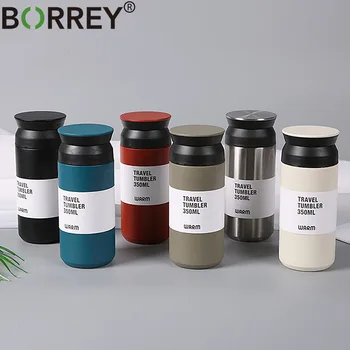 

BORREY 350Ml Travel Coffee Mug Stainless Steel Thermos Bottle Insulated Vacuum Flask Metal Tea Bottle Colorful Travel Tumbler