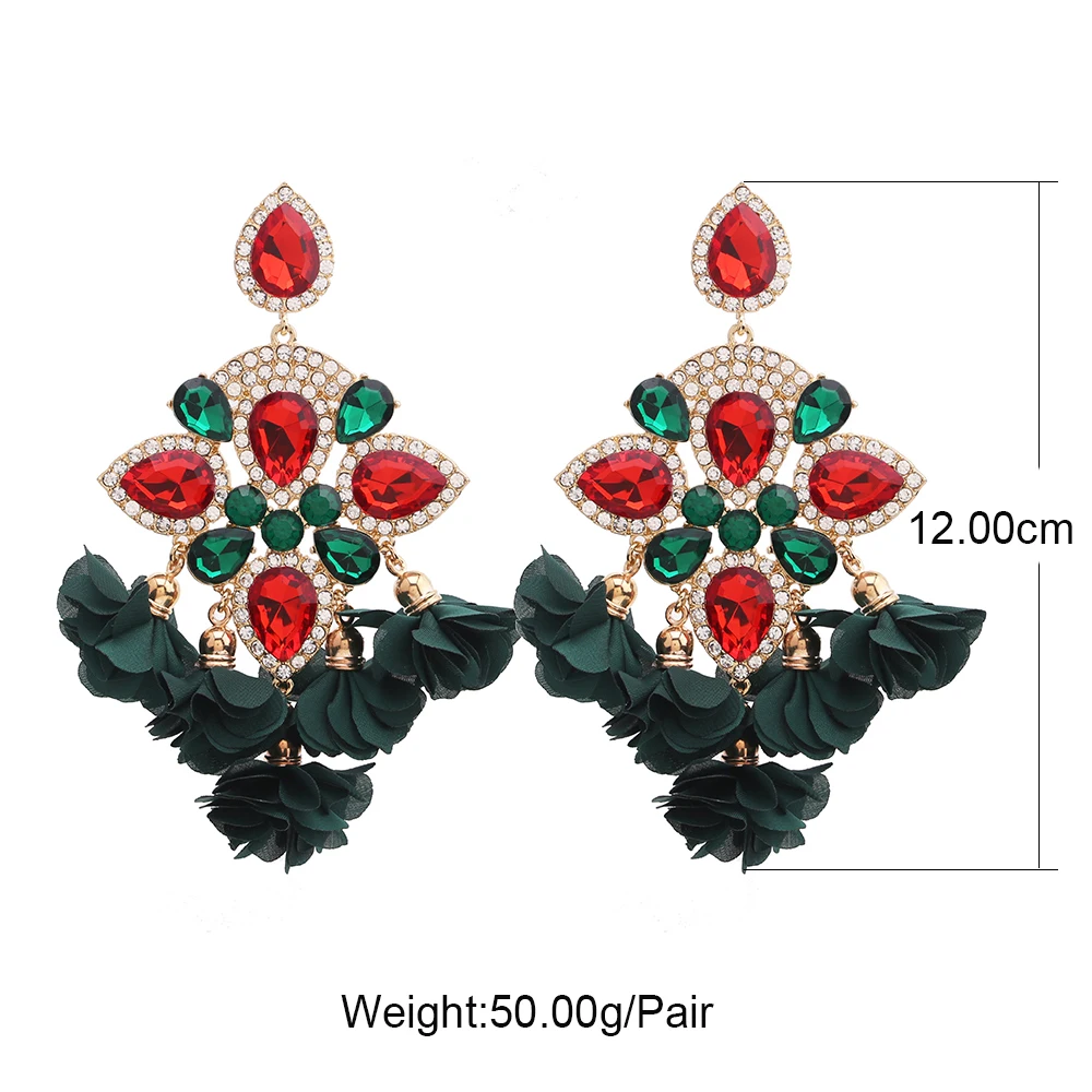 Boho Long Tassel Crystal Drop Earrings for Women