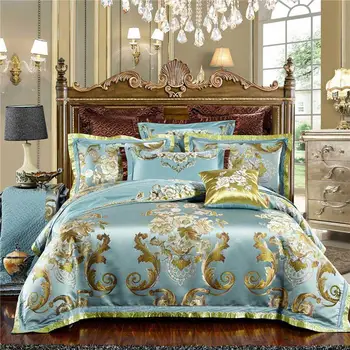 

Luxury Egyptian Cotton Floral Bedding Set 4pc Embroidered Duvet Cover Set Flat Sheet Bed Quilt Linen King Queen Size