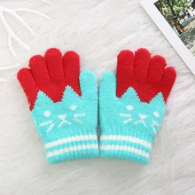  Winter Warm Kids Gloves knitting Baby Girls Boys Soft Gloves Candy Colors Children Patchwork Full Finger Gloves Mittens 