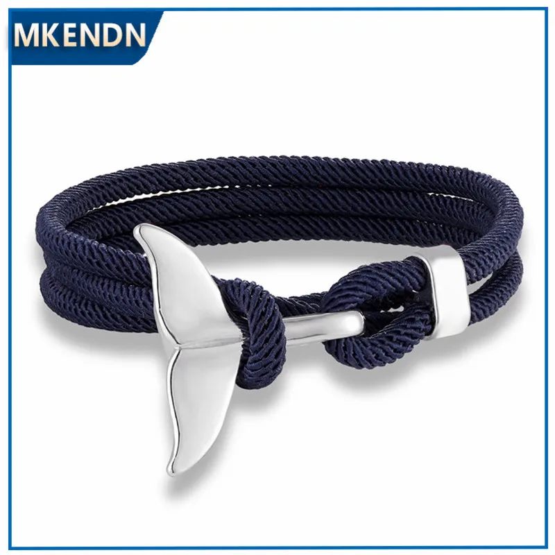 Whale Tail Anchor Bracelets Men Multilayer Charm Rope Chain Bracelet Male Women Navy style