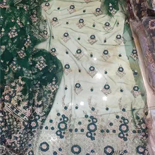 Изумрудно-Зеленая 3D вышитая бисером кружевная ткань Африканская вышитая бисером кружевная ткань свадебная Тюлевая сетчатая кружевная ткань для свадебной вечеринки