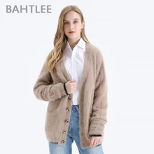 ##Special Price BAHTLEE Winter Women Knitted Short Cardigans With Pocket Sweater Wool Angora Coat Jumper Long Sleeves V-Neck ##Special Price BAHTLEE Winter Women Knitted Short Cardigans With Pocket Sweater Wool Angora Coat Jumper Long Sleeves V-Neck