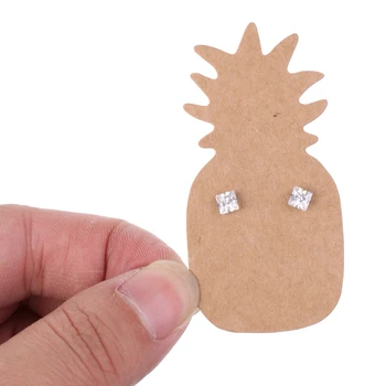 

100pcs Rustic Kraft Earrings Ear Studs Display Cards Pineapple/Cat/Life Tree