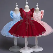 Розничная ; Новинка года; модные бальные Платья с цветочным рисунком для маленьких девочек; элегантная праздничная одежда принцессы с цветочным рисунком; От 3 до 12 лет