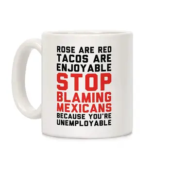 

Rose are Red Tacos Are Enjoyable White 11 Ounce Ceramic Coffee Mug