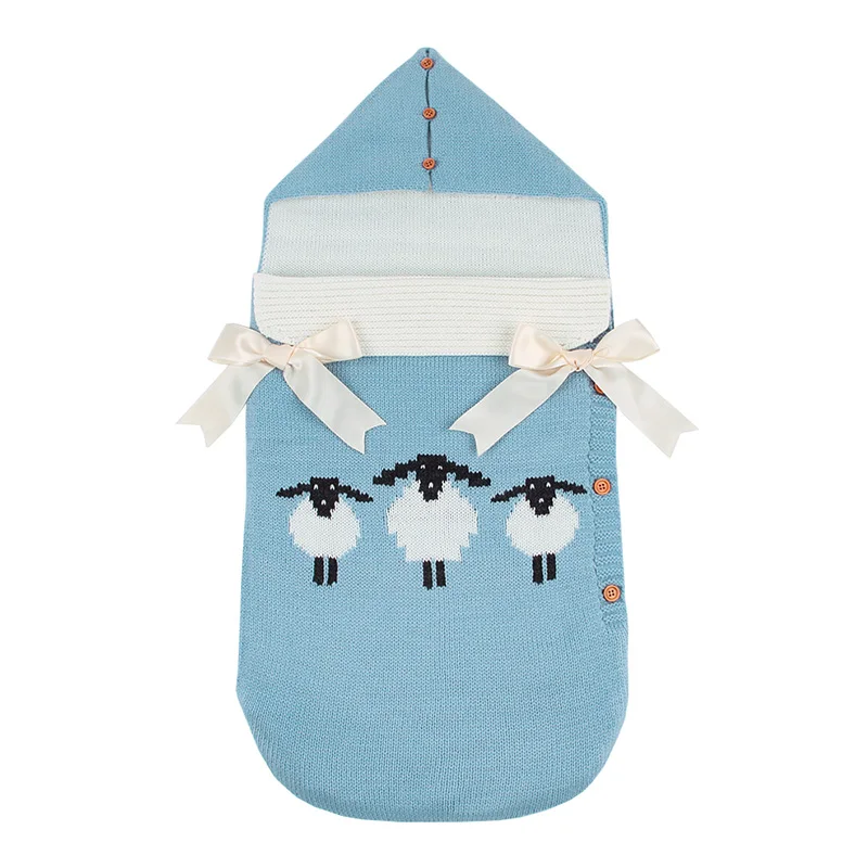 Для новорожденных мальчиков и девочек акриловый сплошной цвет мультфильм спальный мешок с узором сладкий одеяла Пеленание младенца