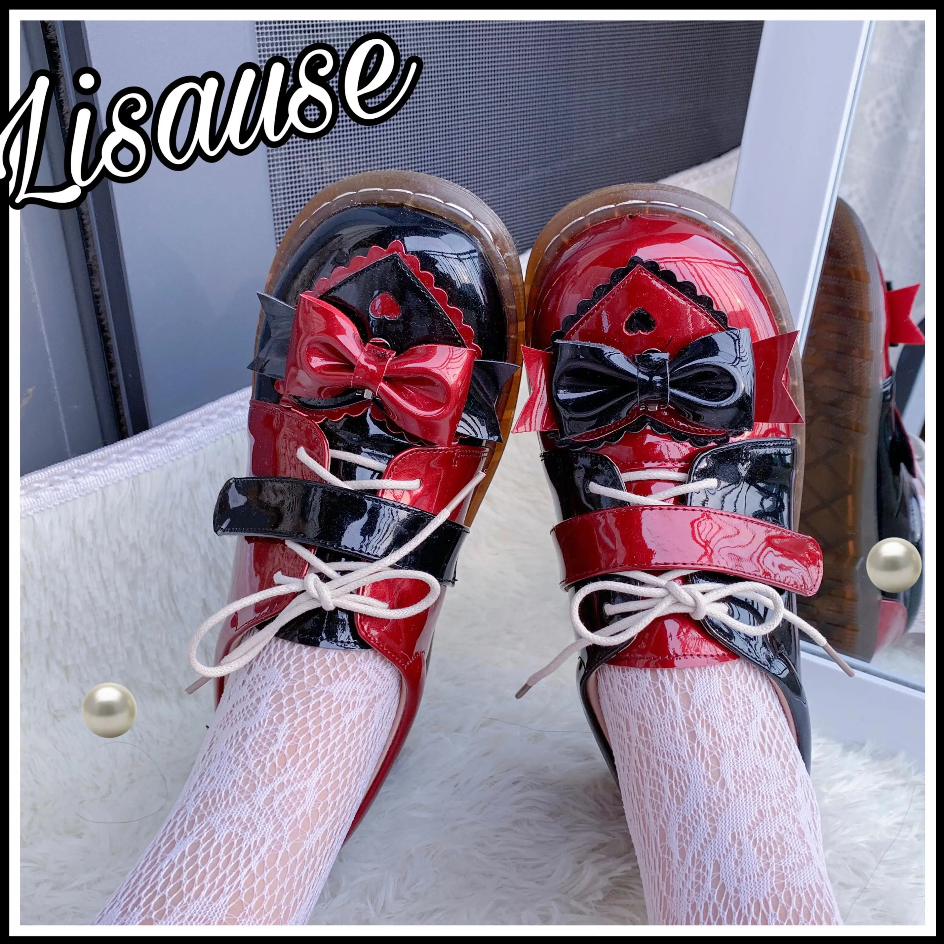 redonda do vintage plana kawaii sapatos bowknot