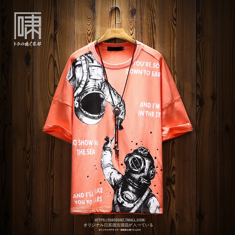 

Summer Hip Hop Half Sleeve Fashion Casual Printed Tshirt Men Cotton Anime Street Mens Japanese T Shirts Rapper Clothing II50DX