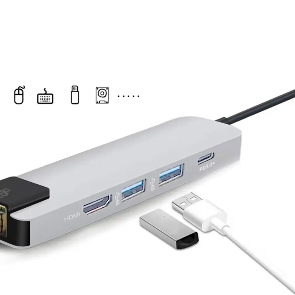 USB C к HDMI 4K+ RJ45 Gigabit Ethernet+ USB 3,1 type C концентратор адаптер Rj45 Lan