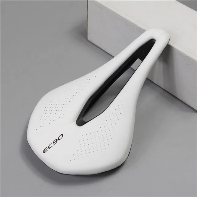 White EC90, новое дышащее велосипедное седло, MTB, шоссейное велосипедное седло, горный велосипед, Гоночное седло, ПУ, дышащее мягкое сиденье, подушка - Цвет: White