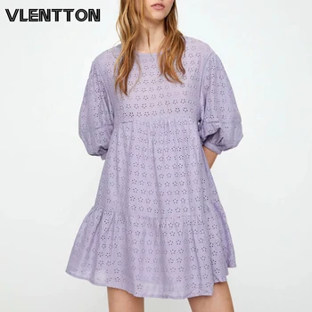

2020 Spring Summer Sexy Hollow Out Mini Evening Party Dress Women Purple Embroidery Casual A-Line Beach Dresses Ladies Vestidos