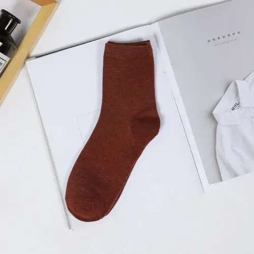 4 пара/лот = 8 шт., однотонные повседневные мужские модные носки, Осень-зима, теплые хлопковые носки, деловые мужские носки - Цвет: Red C