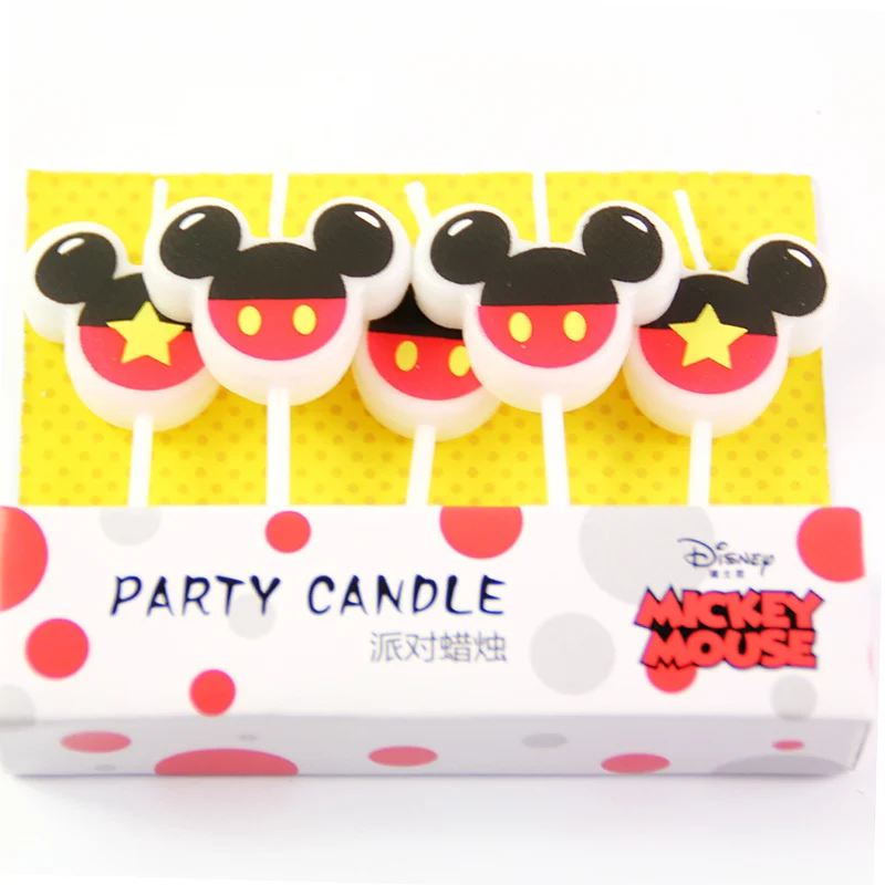 5pcs Candle Мультфильм Микки День рождения украшения дети ребенок душ бумажная чашка торт Топпер декоративные шары для дня рождения вечерние сувениры - Цвет: 5pcs Candle