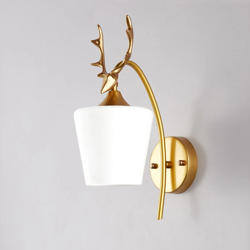 Modern Nordic Antler Wall Lamp Glass Retro Wall Light Bedroom Bedside Restaurant Aisle Corridor Indoor Wall light AC85-265V