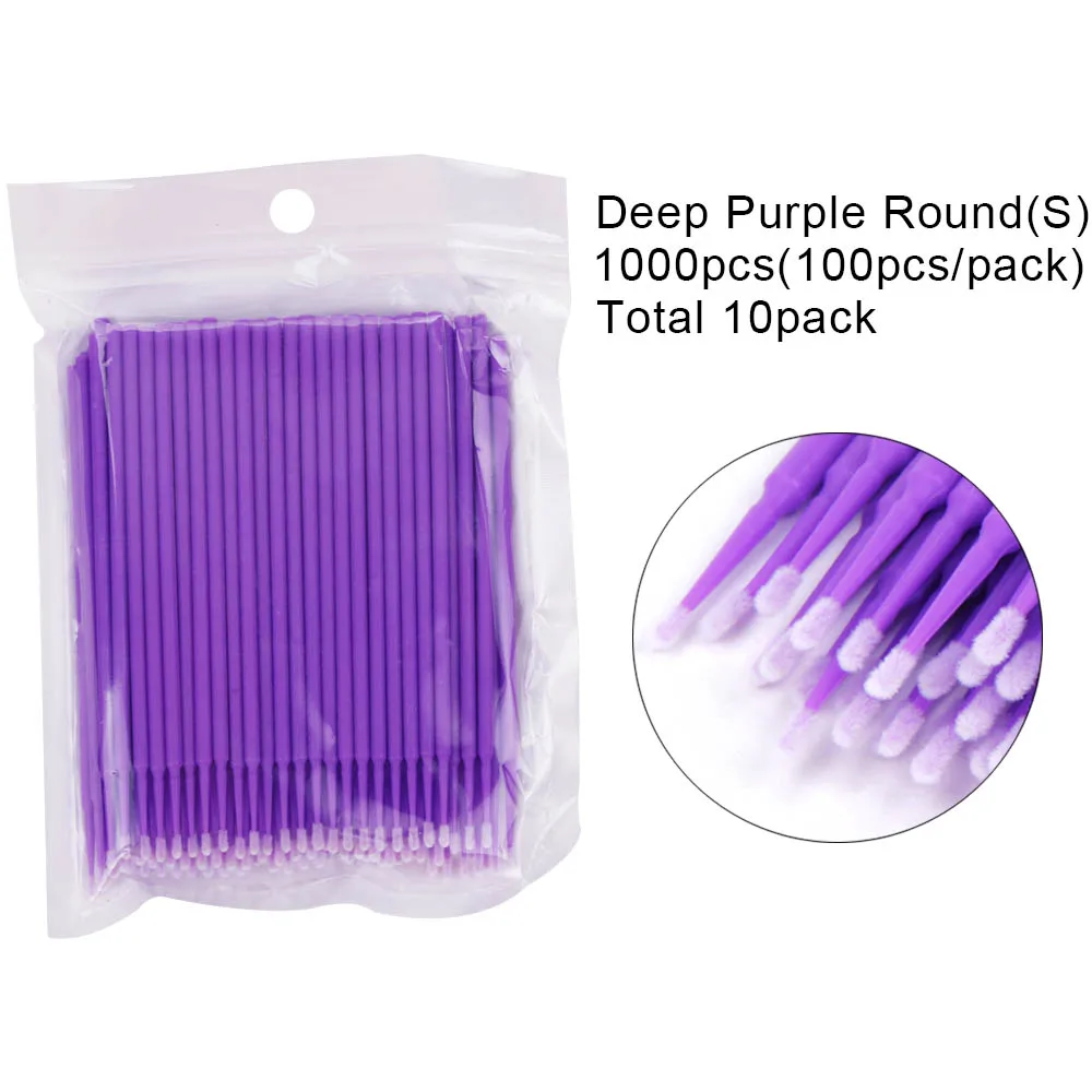 100/500/1000pcs/lot Disposable Eyelash Brushes Swab Microbrushes Eyelashes Extension Individual Removing Applicators Makeup Tool - Цвет: 1000pcs purple