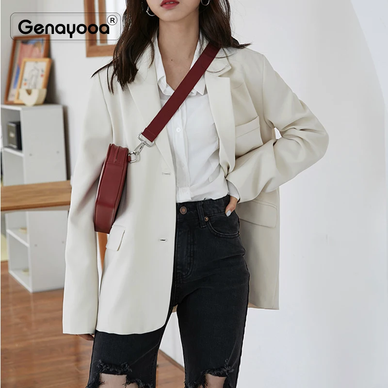 Genayooa офисный Женский блейзер Feminino Slim Fit женские блейзеры и куртки тонкая женская куртка черный блейзер Mujer Повседневная