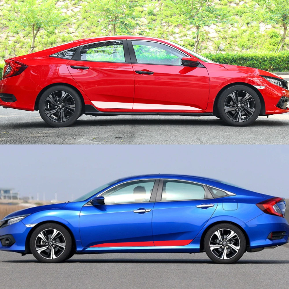 2 шт. для Honda Civic автомобильные наклейки с боковыми полосками виниловая пленка авто гоночный Спорт DIY наклейки для стайлинга автомобиля Тюнинг автомобиля аксессуары