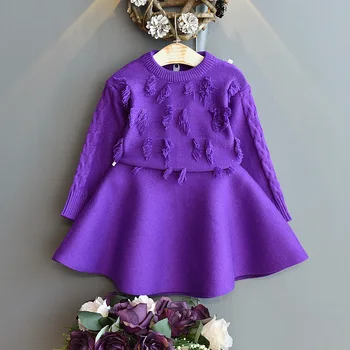

Kids Girls 2020 Autumn Winter Wool Clothing Set Sweater And Skirt 2Pieces Kids Knitting Clothes Sets Children Fall Outfits