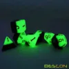 Bescon Two-tone Glowing Polyhedral Dice 7pcs Set Green Dawn, Luminous RPG Dice Set d4 d6 d8 d10 d12 d20 d%, Brick Box Packaging 5
