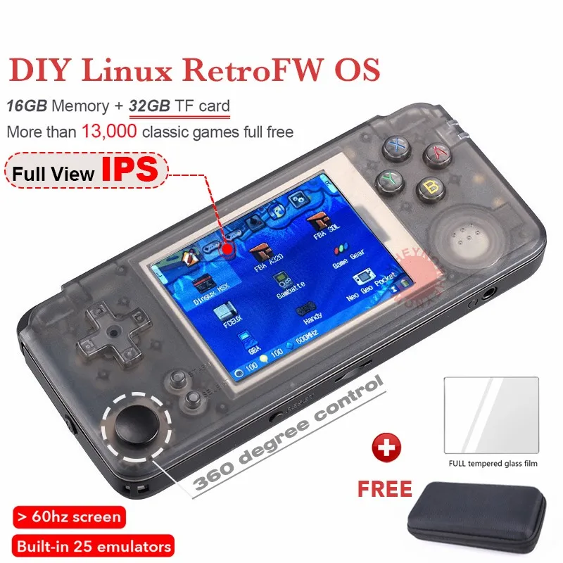 RS97 Plus ips экран DIY RetroFW система Linux Ретро игровая консоль 25+ эмуляторы 13000+ игры двойная система ручной игровой плеер