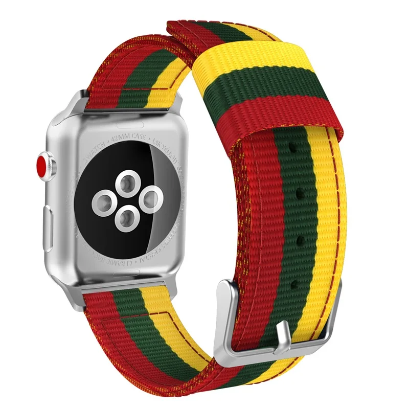 Yellow ArGreen Red MoKo ремешок для Apple Watch 42 мм 44 мм, тонкий тканый Нейлоновый Регулируемый ремешок для спортивных часов для iWatch 42 мм 44 мм серии 4/3/2/1 - Цвет: Yellow ArGreen Red
