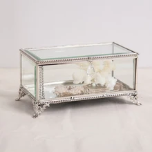 Ретро дисплей ювелирных изделий стеклянная коробка Покрытие Серебряное золото кружевные украшения коробка домашнего рабочего стола