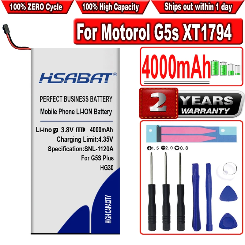 Аккумулятор HSABAT 4000 мАч HG30 для Motorola Moto G5S Plus Двойная Батарея XT1791 XT1792 XT1793 XT1794 XT1795 XT1805