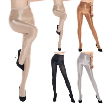 

Sexy Women Glitter Pantyhose Footed Tights Stretchy Solid Color Long Stockings