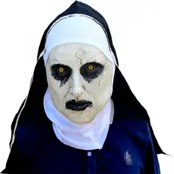 Nun ужасная Маска Косплей страшные латексные маски с шарфом Полный Шлем Хэллоуин вечерние реквизит