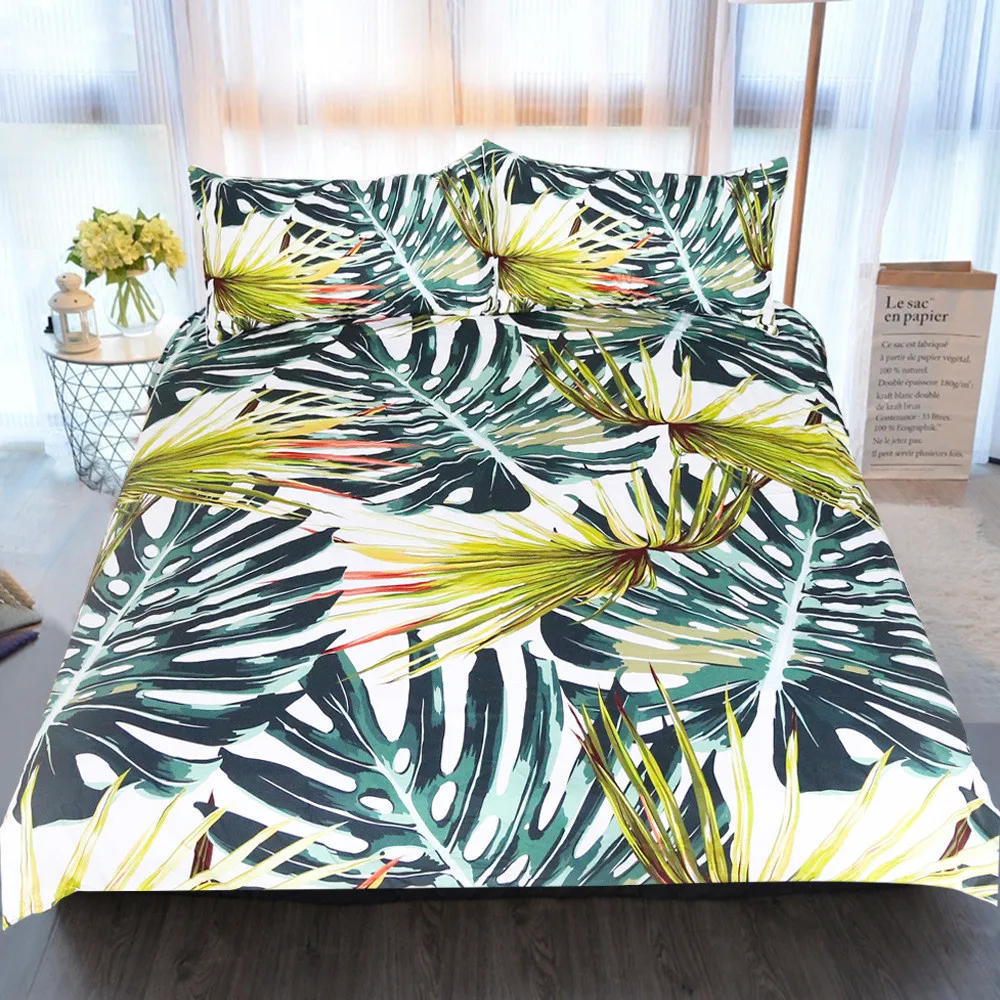 

3D HD Digital Print Custom Duvet Cover Comforter Quilt Blanket Case Queen King Bedding Nordic Eucalyptus Leaves