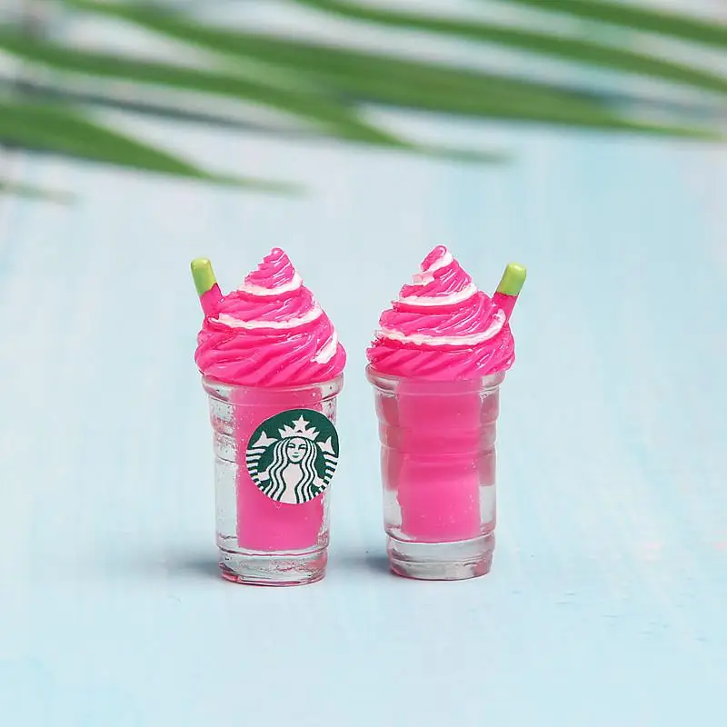 10 шт. Frappuccino, соломенная чашка, чашка для мороженого, подвески для слизи, сделай сам, полимерная глина, дополнение для пушистых поставки слаймов, аксессуары, игрушки - Цвет: 3PCS Rose