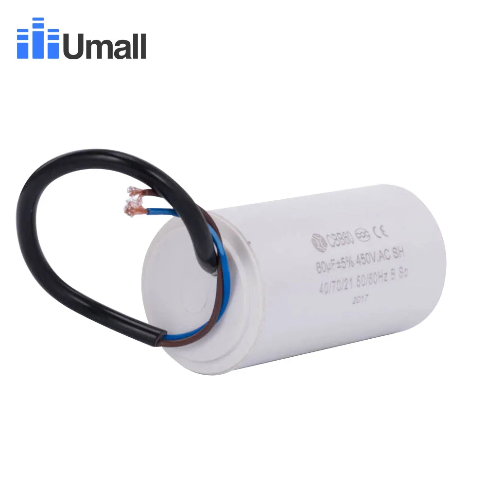 CBB60 450V AC 60uf генератор для бега конденсатор запуска двигателя два провода