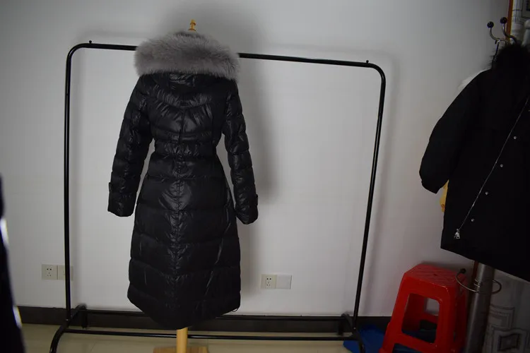 Winter New Style Double Fox Large Fur Collar down Jacket Women's Mid-length over-the-Knee Thick Slim Fit Large Size Coat Fa