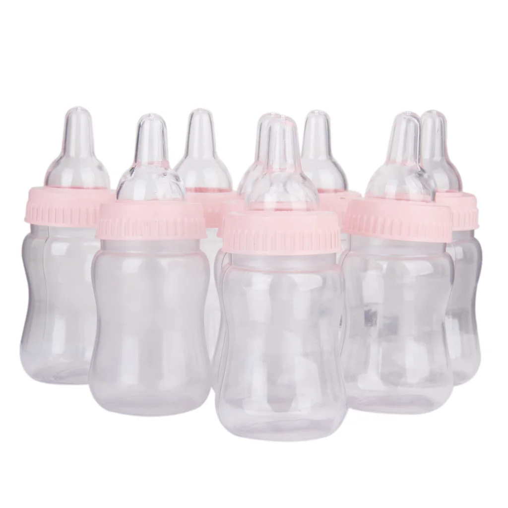 12x Milk Bottles Baby Shower Christening Favors Party Decor Girls Boys Pink | Дом и сад