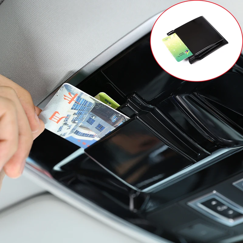 For Land Rover Range Rover Sport Velar Vogue RR Sport Car Roof Card Box Credit Business Card Holder Piano Black Car-styling