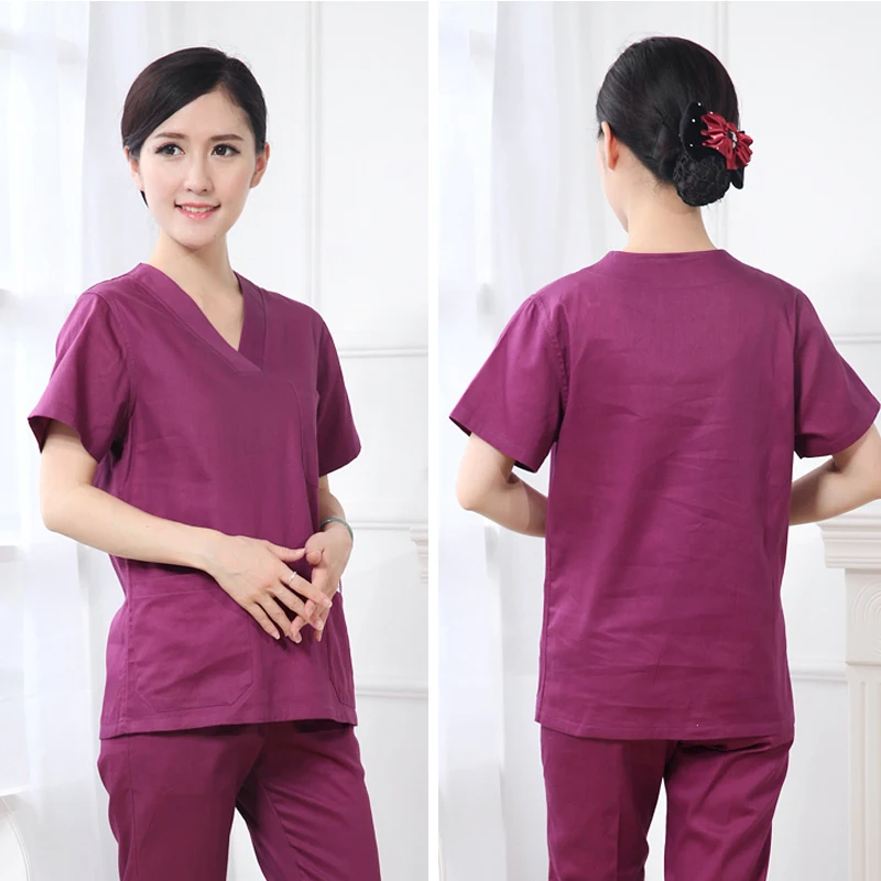 VIAOL medical suit scrubs Nursing uniforms white scrubs medical uniforms women hospital doctor nurse urgical short-sleeved gown