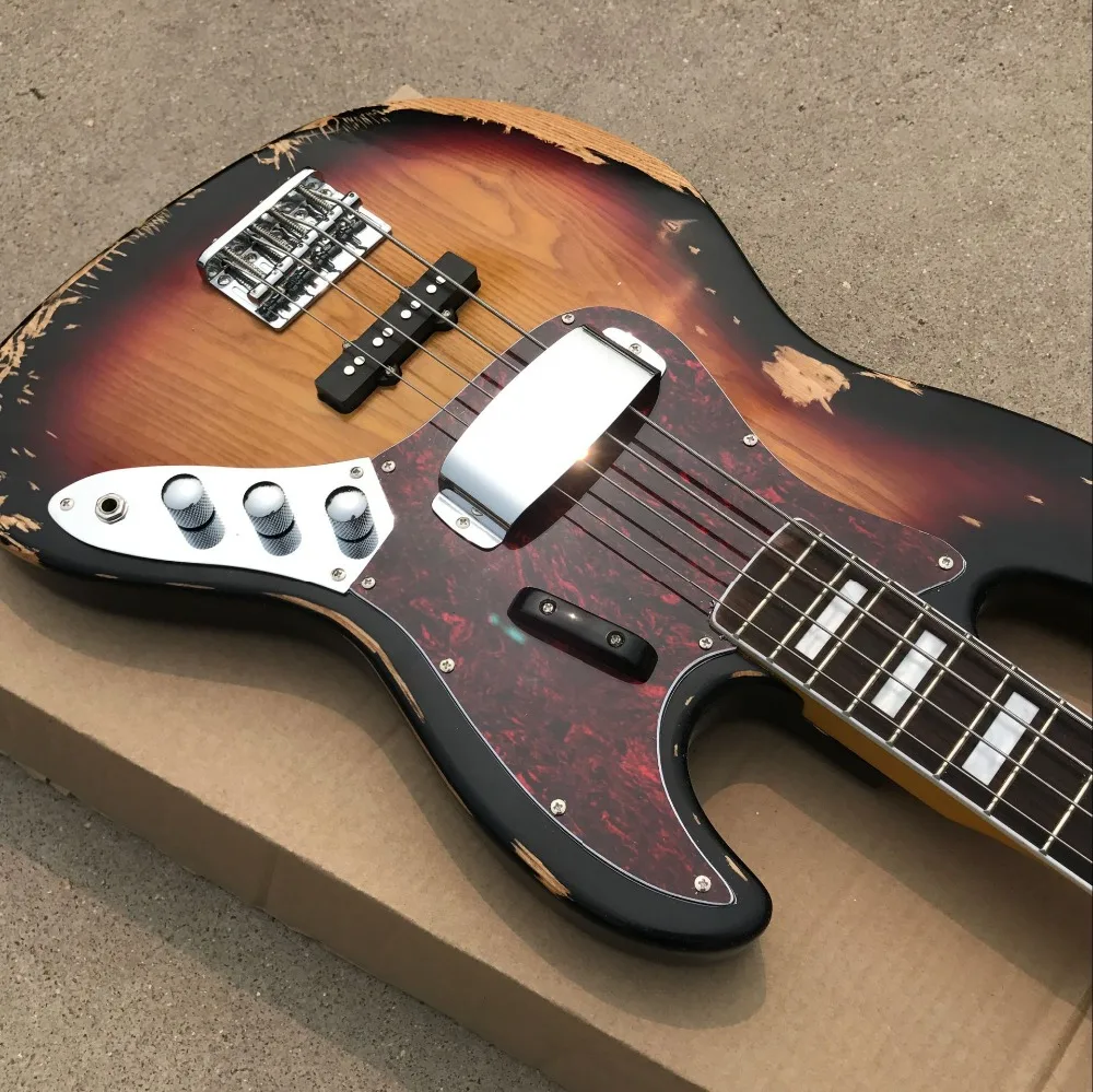 custom shop, handwork 4 Strings Electric bass Guitar.Rosewood fingerboard,Sunburst guitarra.relics by hands gitaar.299 (2)