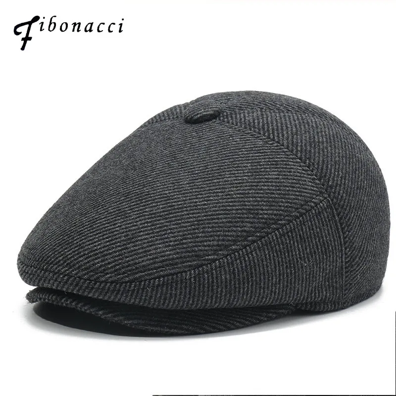 

Fibonacci 2019 New Twill Wool Newsboy Caps for Men Middle Old Aged Beckham Nylon Flat Top Ivy French Beret Hats