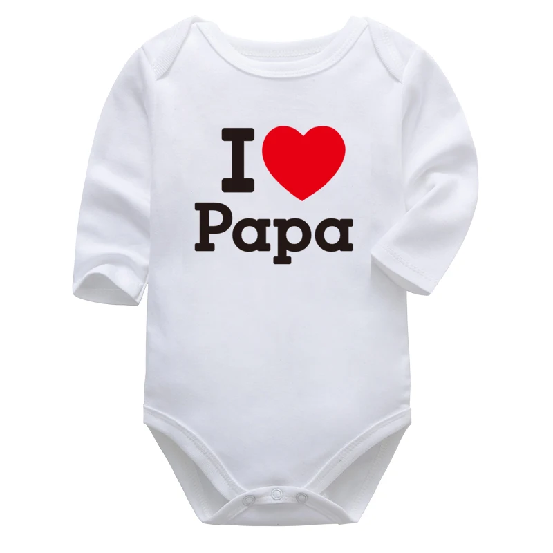 Baby Boys Girls Romper Cotton Long Sleeve Letter Print I Love Mom & Dad Jumpsuit Infant Clothing Newborn Baby Clothes Baby Jumpsuit Cotton  Baby Rompers