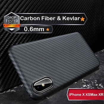 

Luxury Real 3D Carbon Fiber Kevlar 0.6mm Thiness Slim Sport Camera Lens Protectiove Case Cover For iPhone X XS XR XSMAX