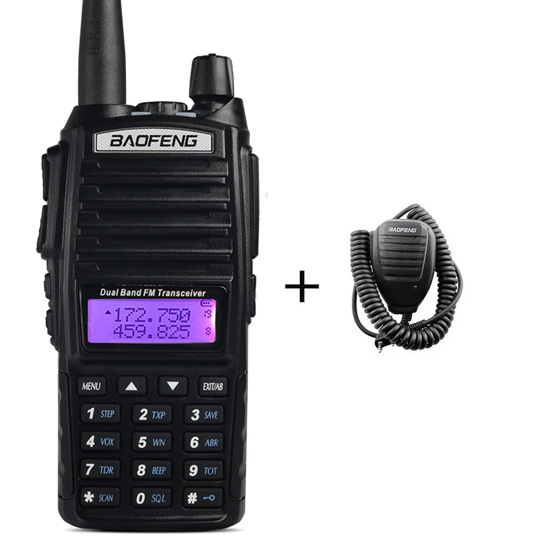 Портативная рация BaoFeng UV-82 трансивер двухдиапазонный ручной микрофон FM 5 Вт Ham 2800 мАч батарея Водонепроницаемый двухстороннее радио - Цвет: With Hand Microphone