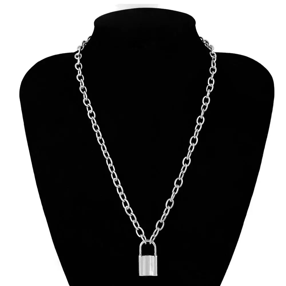 Трендовое простое ожерелье с цепочкой с замком для женщин/мужчин панк-рок висячий замок кулон ожерелье эмо гранж готика крутые ювелирные изделия