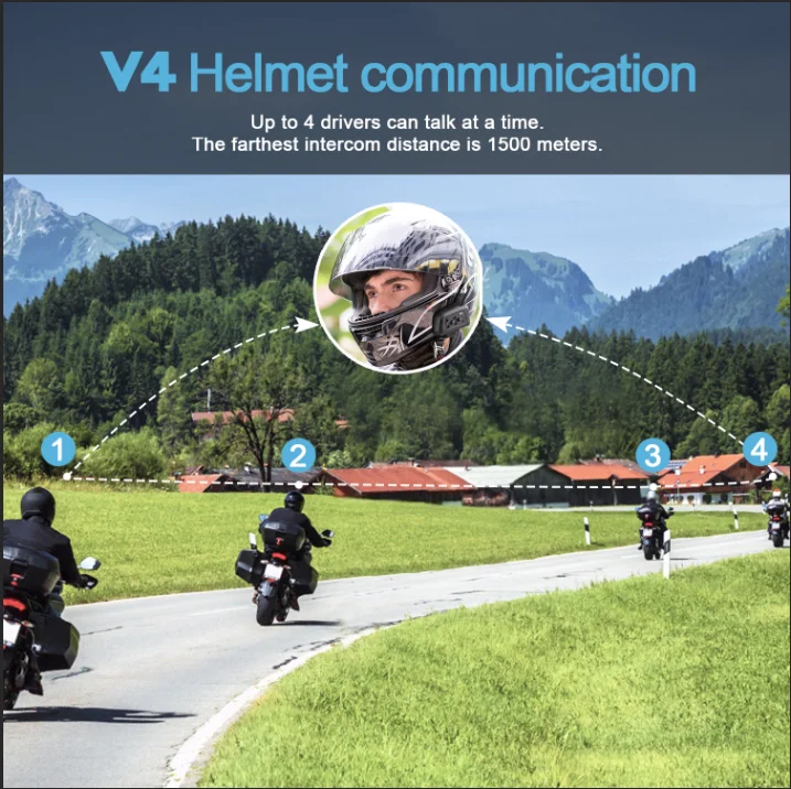 4 шт. Vnetphone V4 1200 м Bluetooth Шлем Интерком 4 всадника говорящая группа полный дуплексный мотоцикл Casco Walkie Talkie Interphone