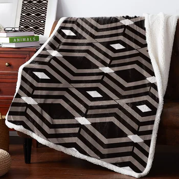 

Geometric Diamond Pattern Warm Soft Blanket Office Sofa Plush Blanket Bedspreads Quilt Drop Ship