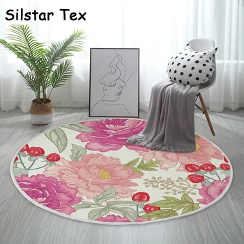 

Silstar Tex Flower Pattern Round Playing Carpet For Baby Cotton Protect Carpets Home Entrance Mat Gaming Rugs Bathtub Girls