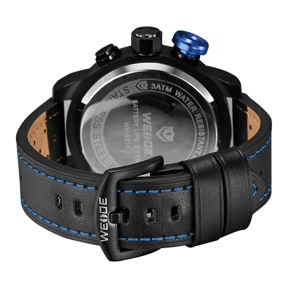 homens led moda duplo movimento grande dial cinto relógio